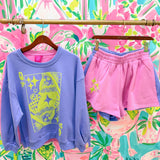 Purple & Pink Colorblock Green QOS Logo ShortQueen of SparklesThe Printed Peach Savannah