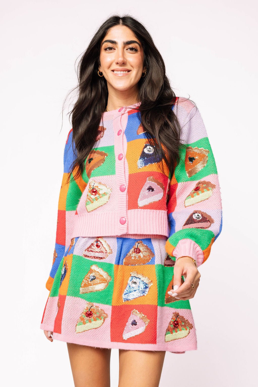 Rainbow Colorblock Piece of Pie Button Up SweaterQueen of SparklesThe Printed Peach Savannah