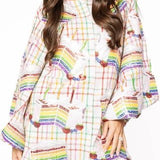 Rainbow Plaid Birthday Cake Button Up Cotton DressWomen - Dresses - Straight DressesQueen of SparklesThe Printed Peach Savannah
