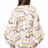Rainbow Plaid Birthday Cake Button Up Cotton DressWomen - Dresses - Straight DressesQueen of SparklesThe Printed Peach Savannah