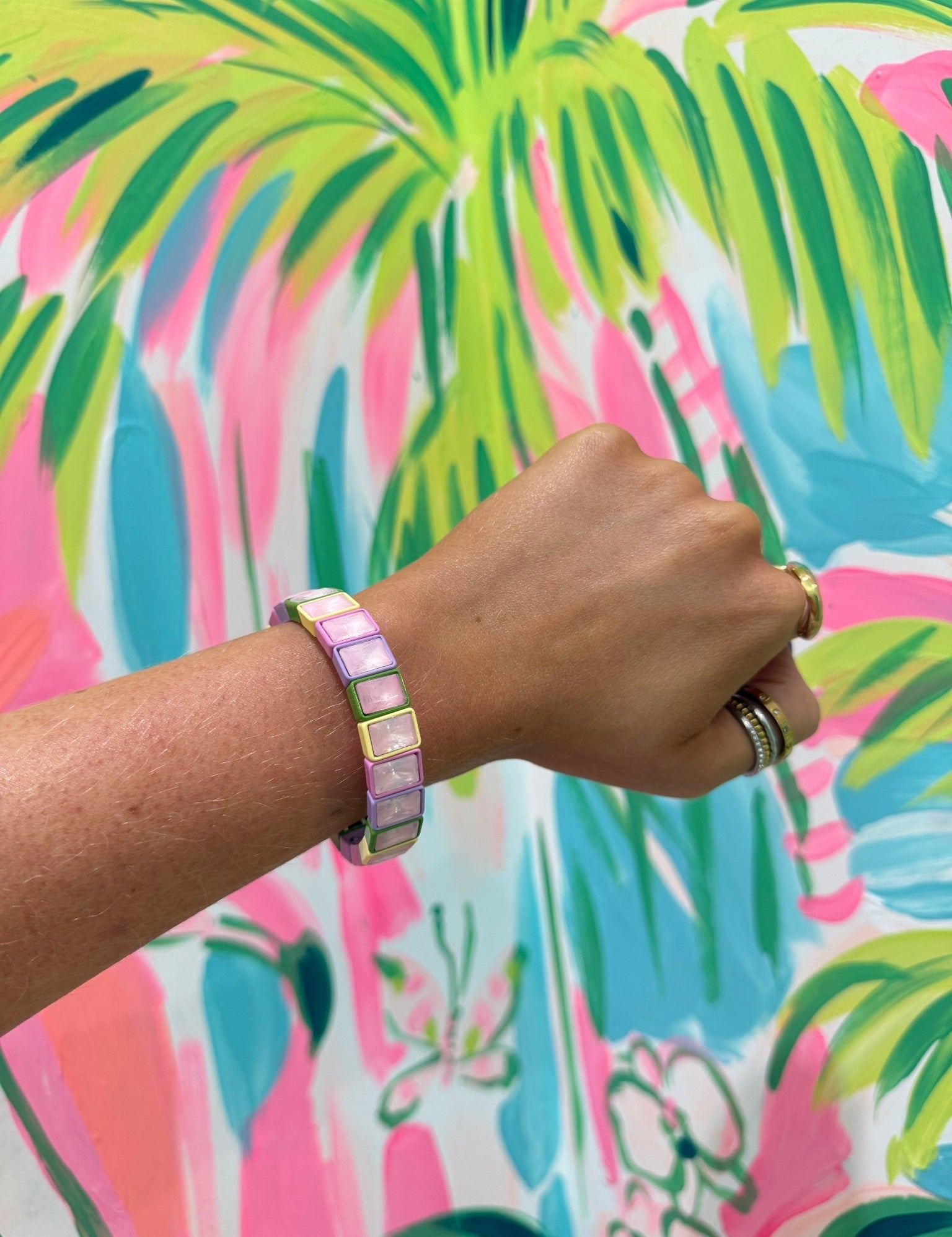 Rectangle Enamel Stretch BraceletJewelryThe Printed Peach Savannah