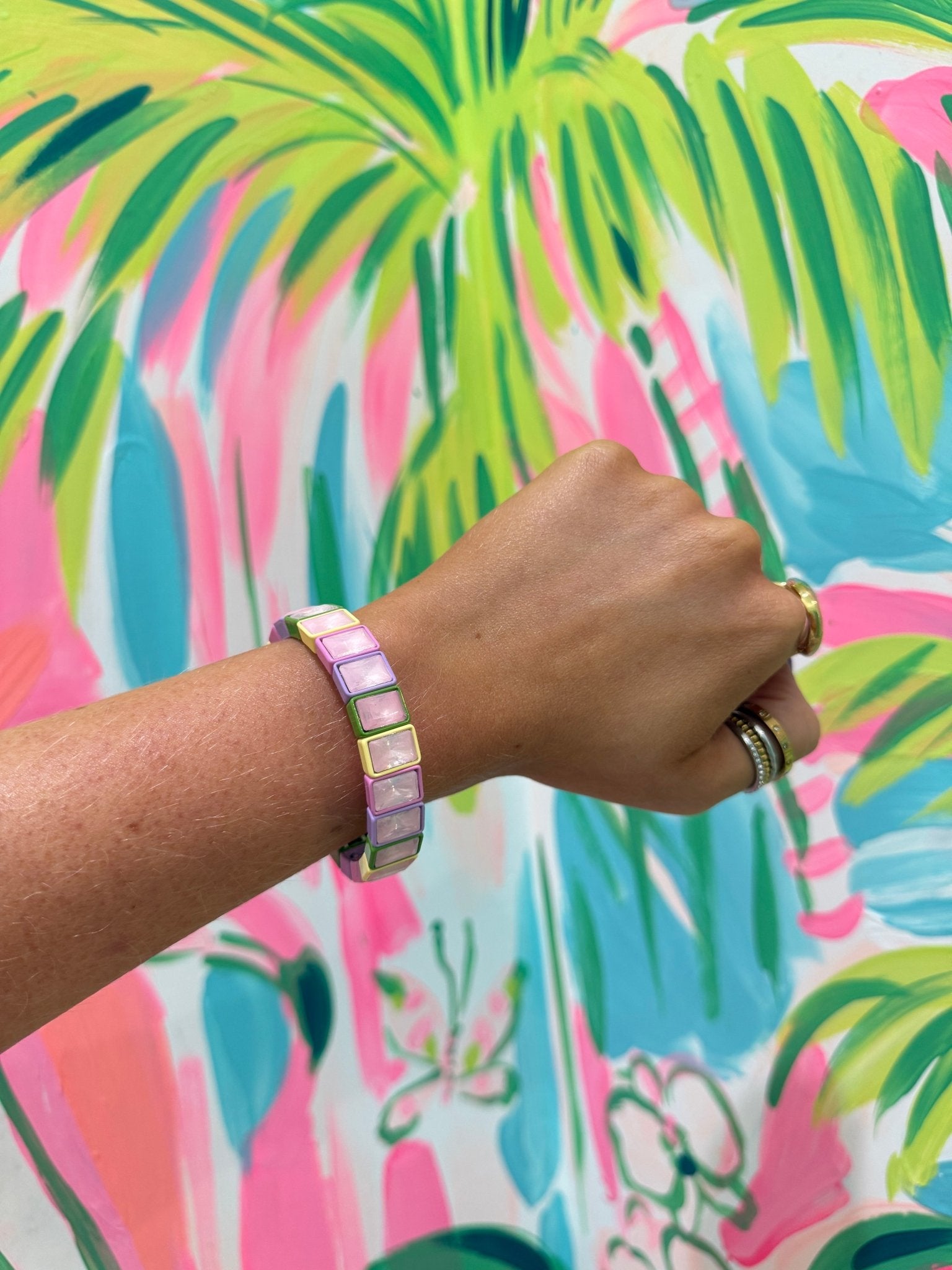 Rectangle Enamel Stretch BraceletJewelryThe Printed Peach Savannah