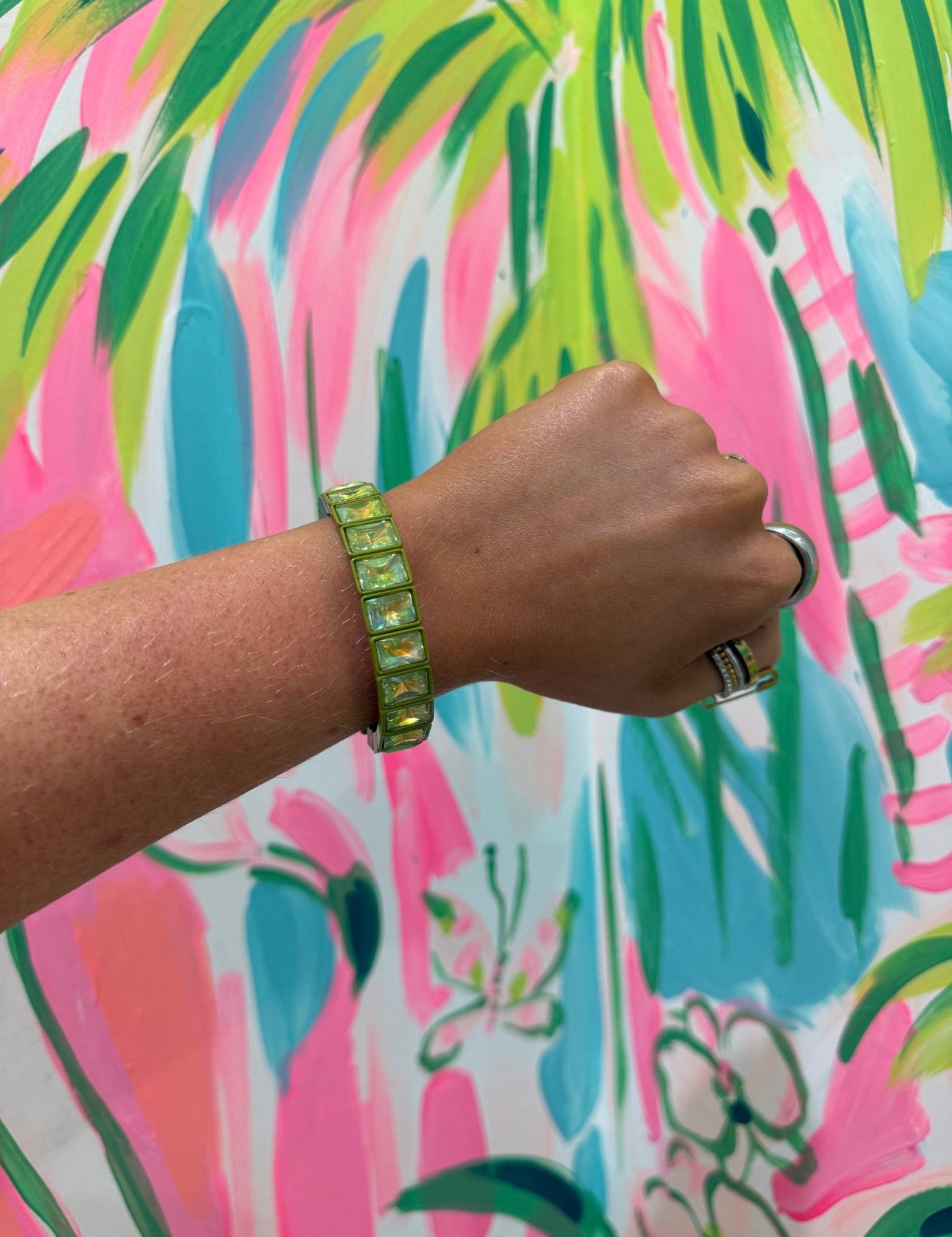 Rectangle Enamel Stretch BraceletJewelryThe Printed Peach Savannah