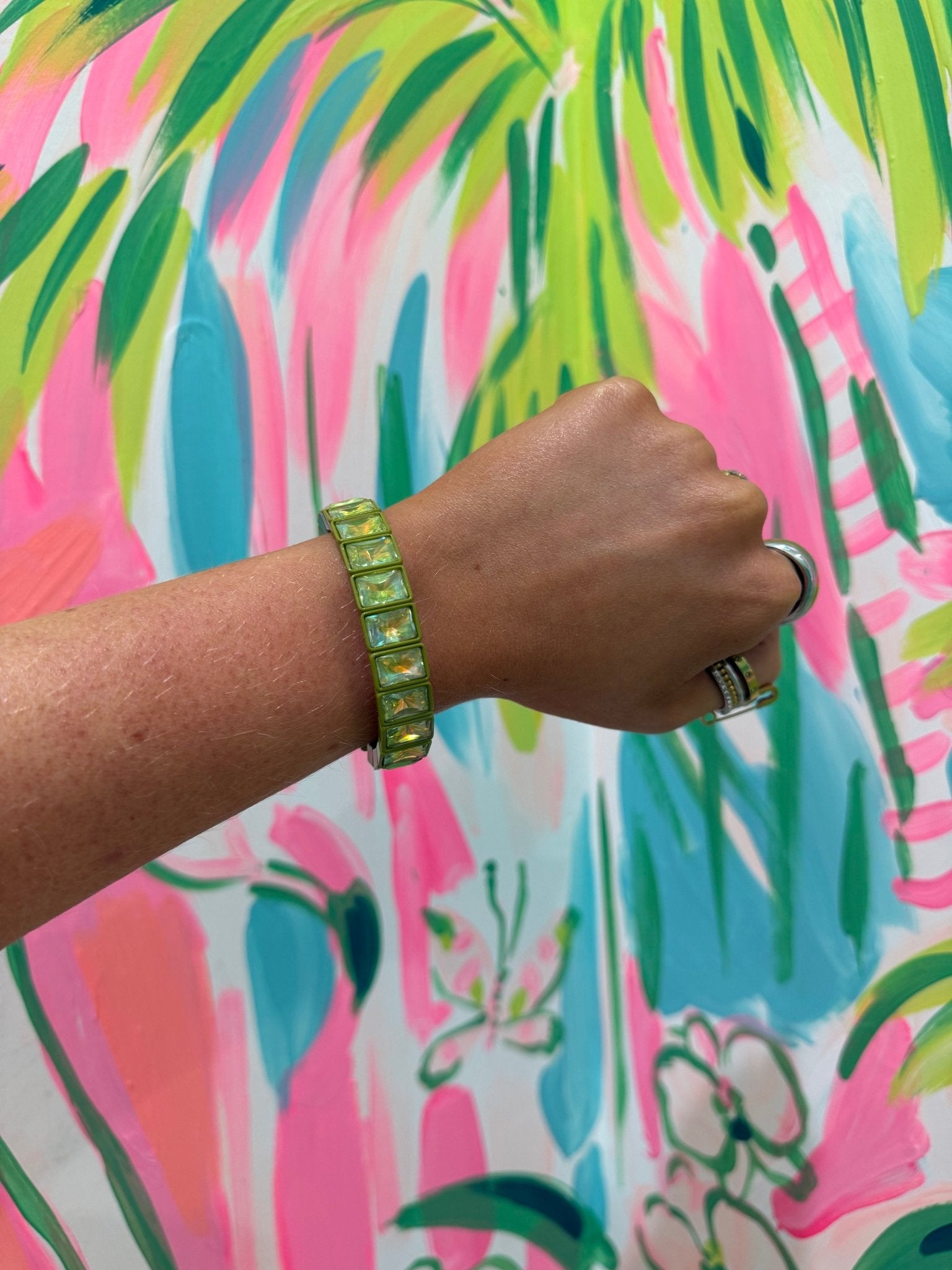 Rectangle Enamel Stretch BraceletJewelryThe Printed Peach Savannah