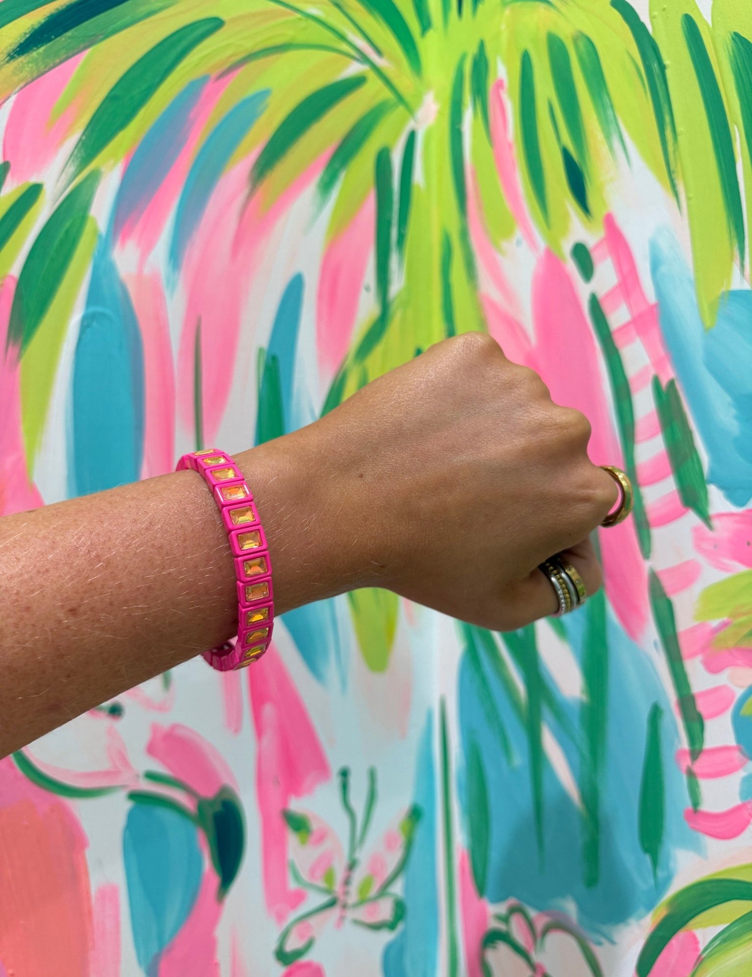 Rectangle Enamel Stretch BraceletJewelryThe Printed Peach Savannah