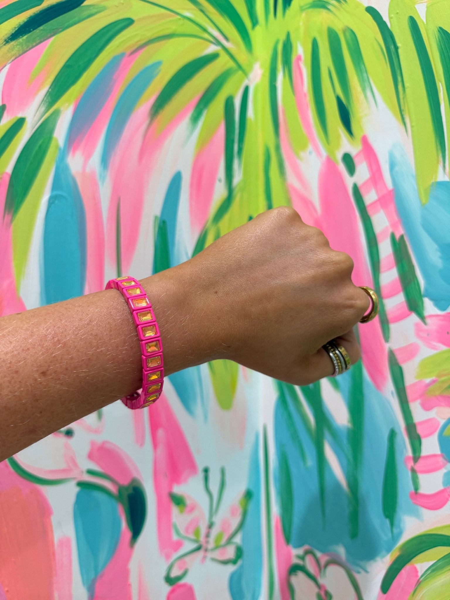 Rectangle Enamel Stretch BraceletJewelryThe Printed Peach Savannah