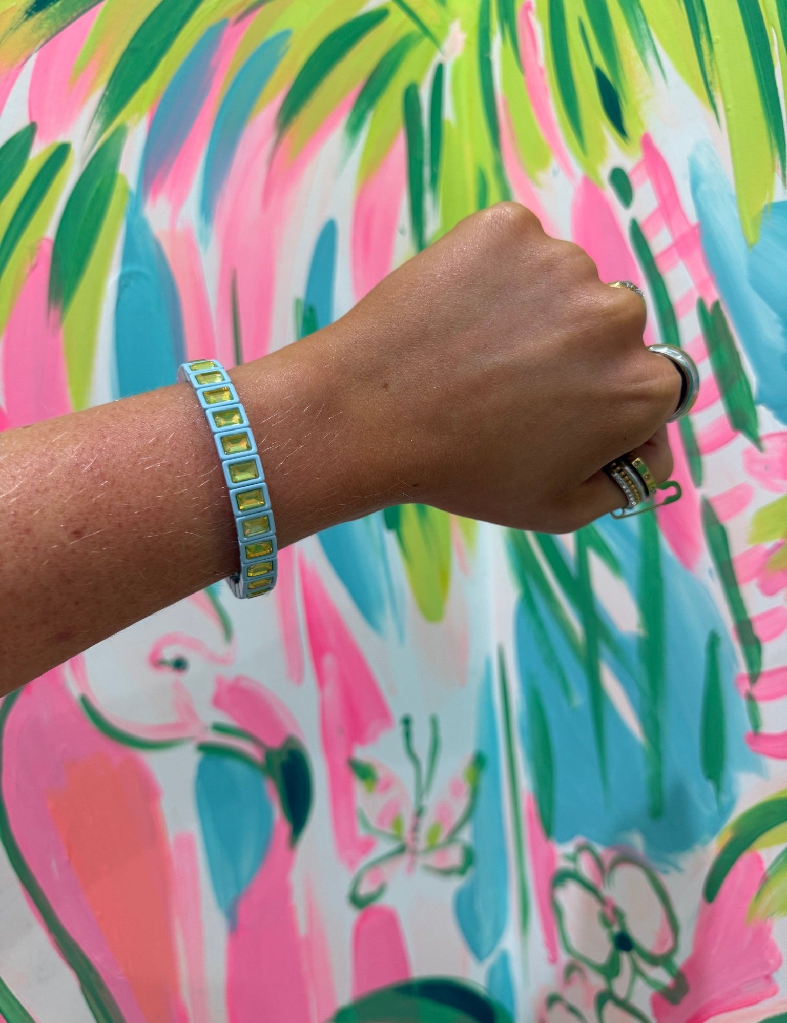 Rectangle Enamel Stretch BraceletJewelryThe Printed Peach Savannah