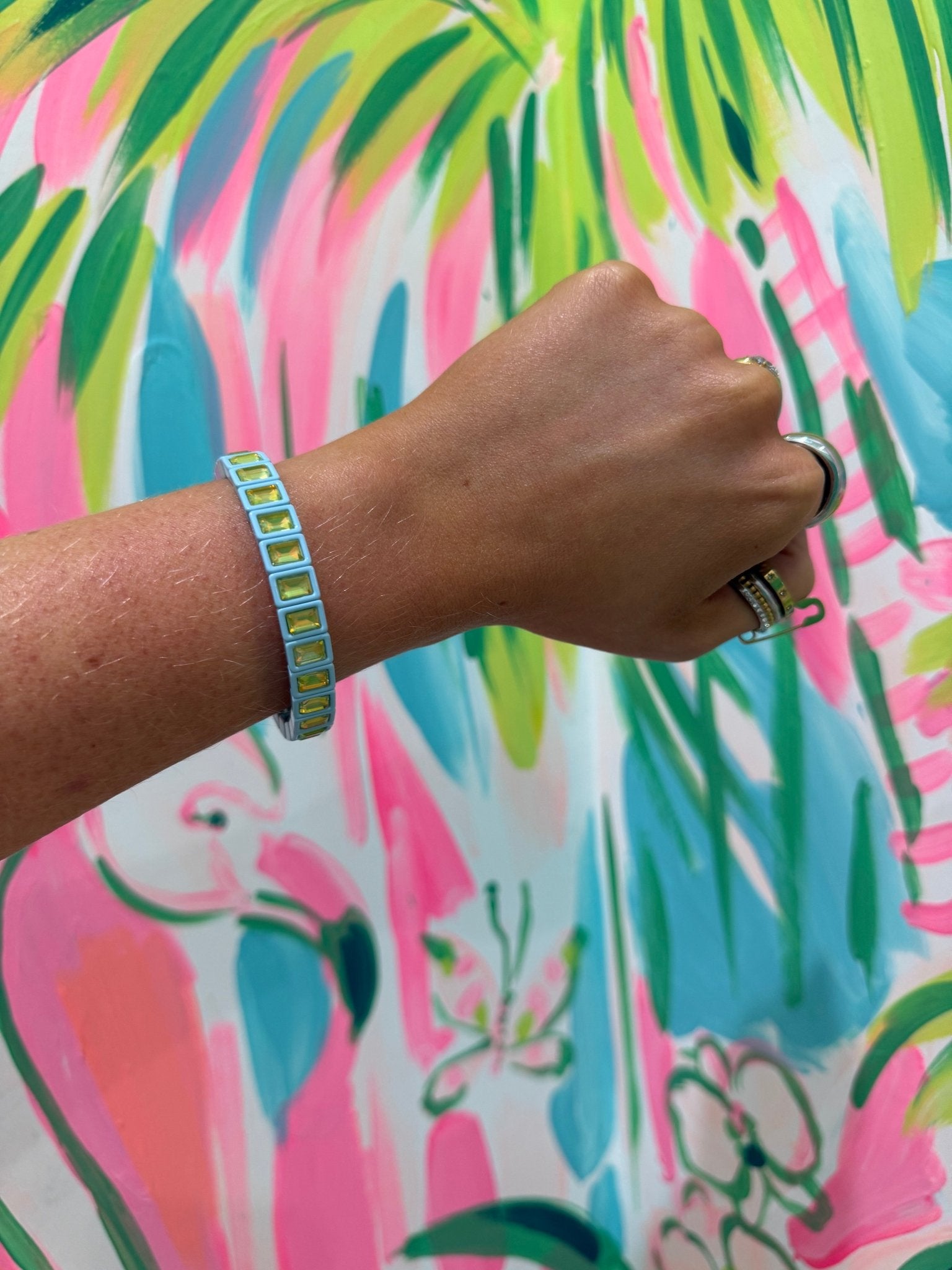 Rectangle Enamel Stretch BraceletJewelryThe Printed Peach Savannah