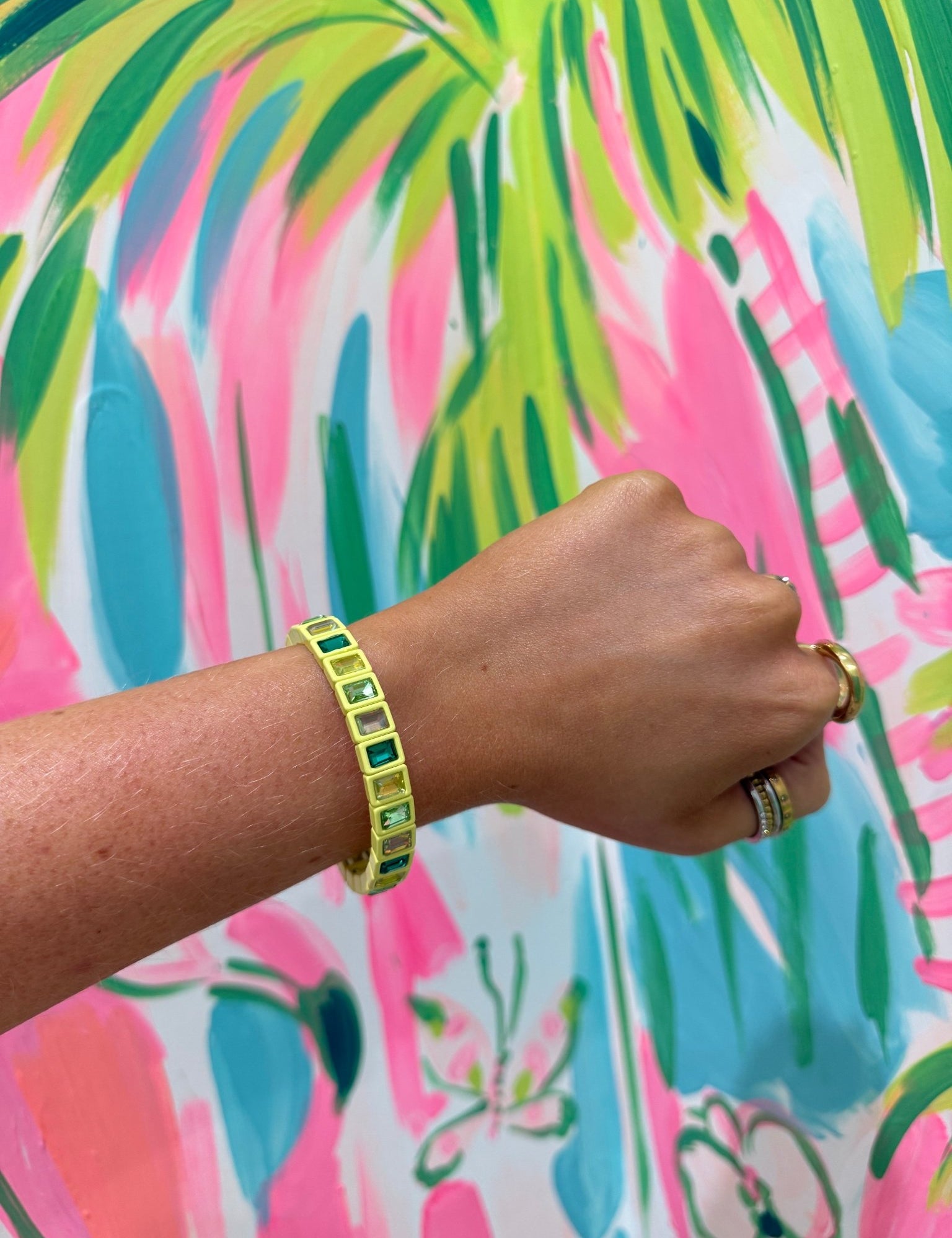 Rectangle Enamel Stretch BraceletJewelryThe Printed Peach Savannah