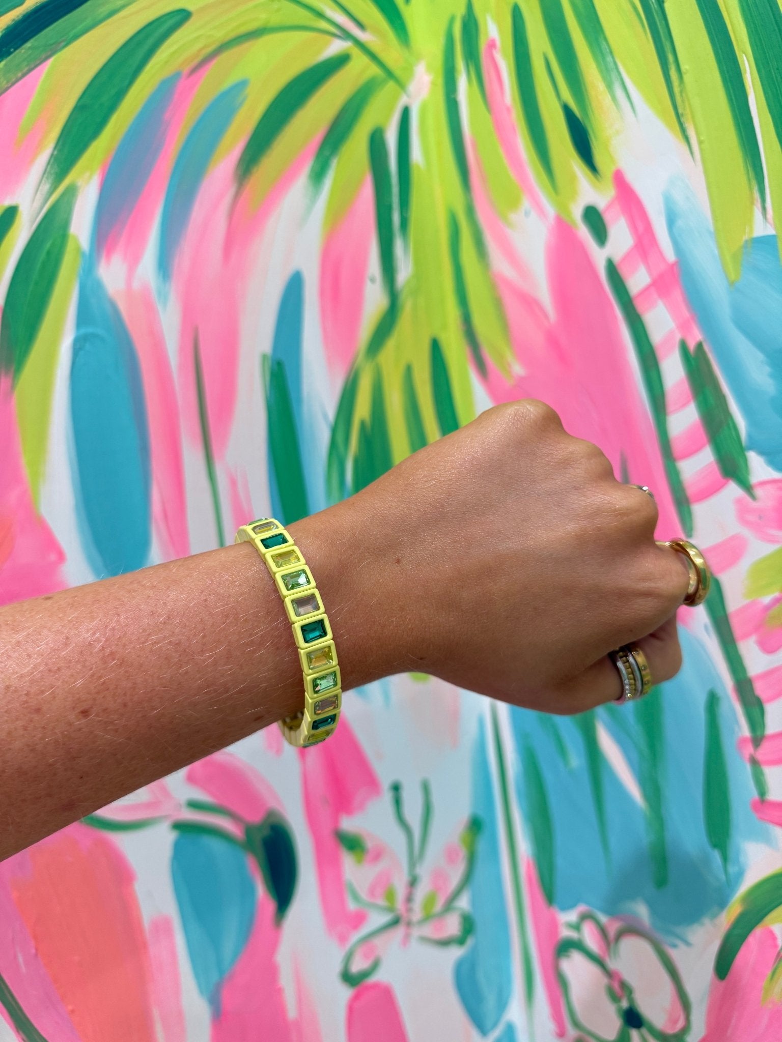 Rectangle Enamel Stretch BraceletJewelryThe Printed Peach Savannah