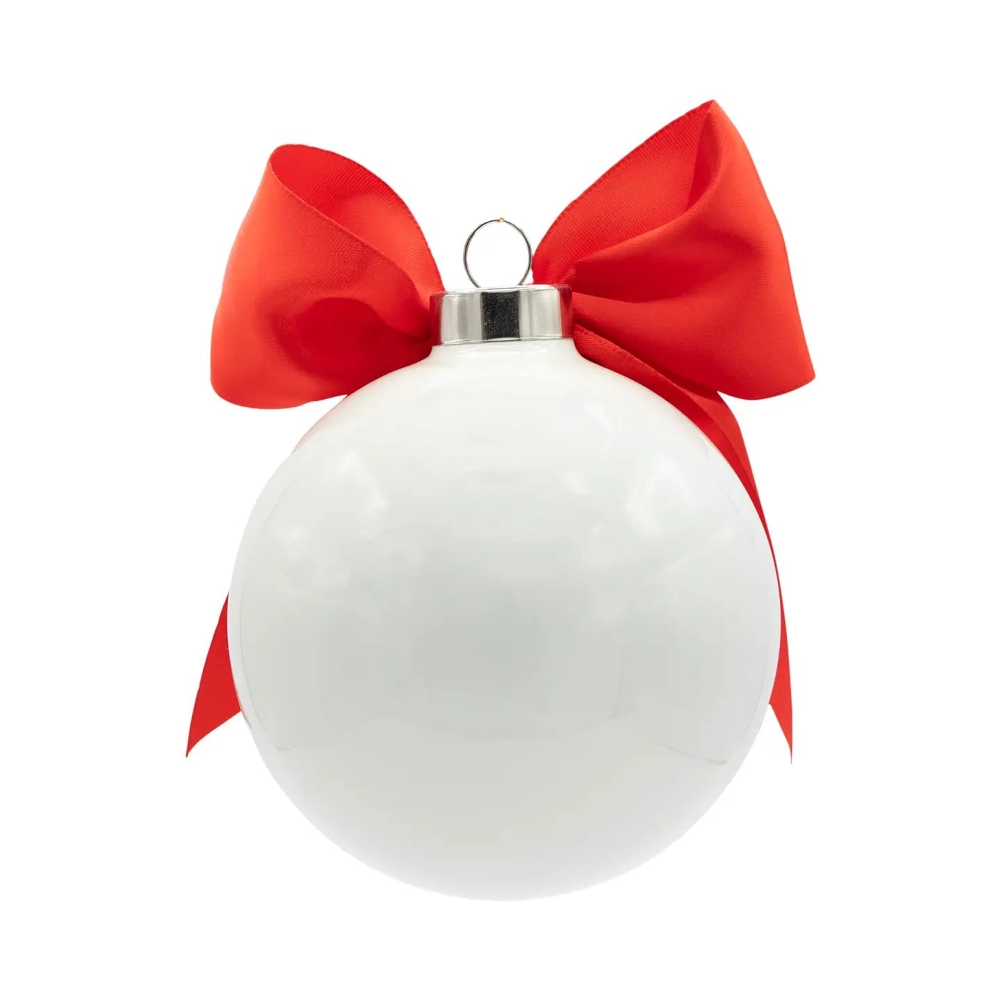 Red Bow White Round OrnamentChristmasThe Printed Peach Savannah