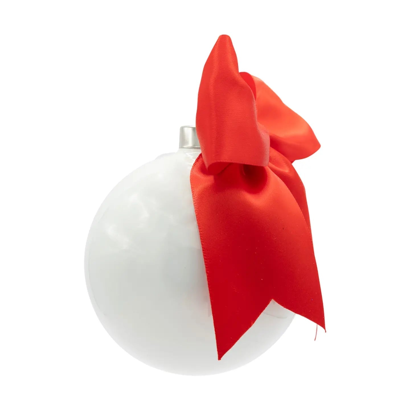 Red Bow White Round OrnamentChristmasThe Printed Peach Savannah