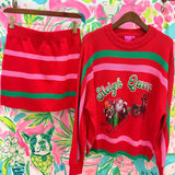 Red, Green & Pink 'Sleigh Queen' Stripe Sweater and Skirt SetQueen of SparklesThe Printed Peach Savannah
