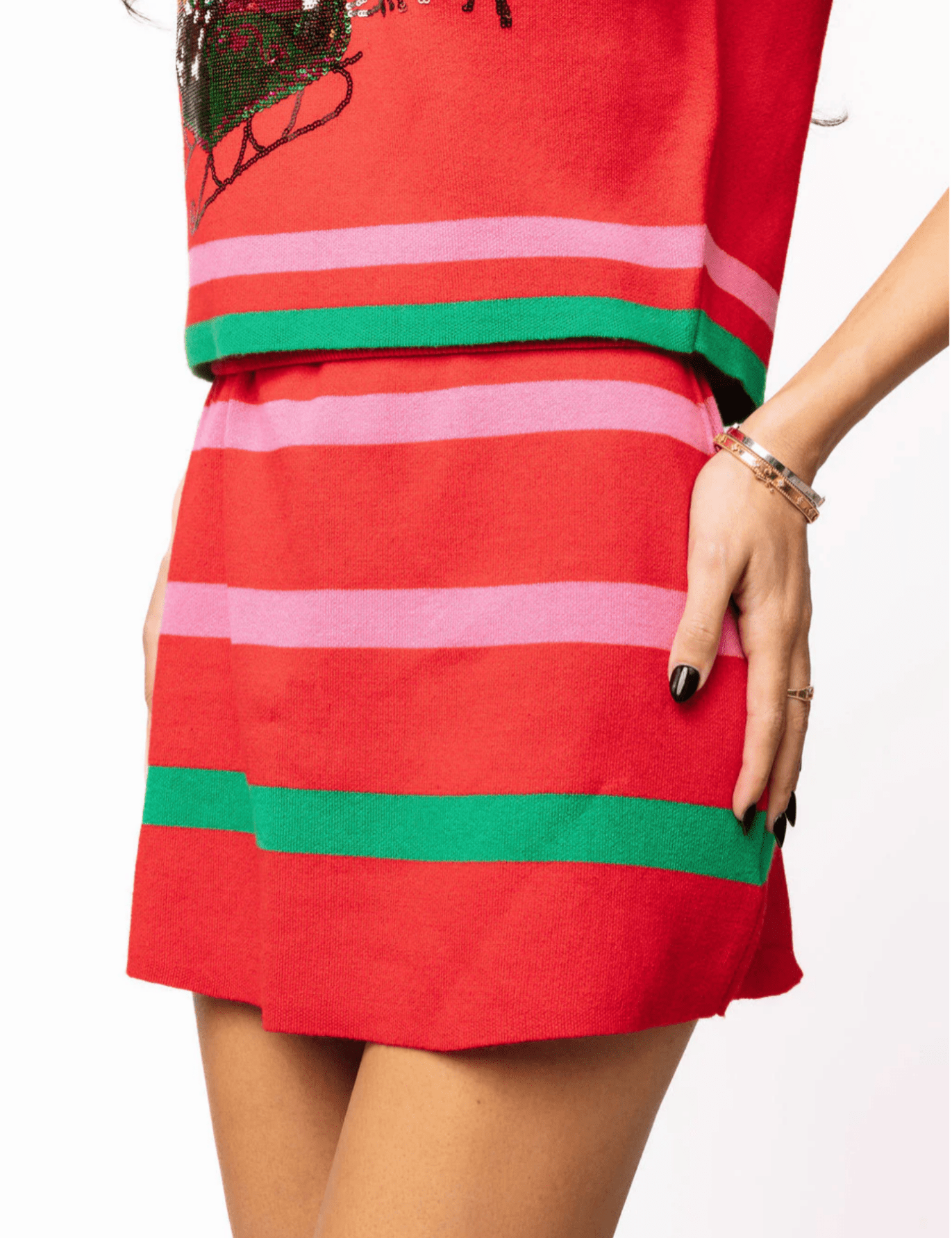 Red, Green & Pink Stripe SkirtWomen - Bottoms - SkirtsQueen of SparklesThe Printed Peach Savannah