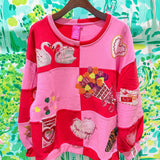 Red & Pink Checkered Valentines Icon SweatshirtQueen of SparklesThe Printed Peach Savannah