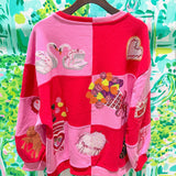 Red & Pink Checkered Valentines Icon SweatshirtQueen of SparklesThe Printed Peach Savannah