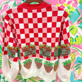 Red & White Checkered Strawberry Button Up CardiganQueen of SparklesThe Printed Peach Savannah