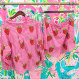 Red & White Gingham Beaded Strawberry ShortWomen - Bottoms - ShortsQueen of SparklesThe Printed Peach Savannah