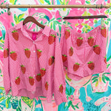 Red & White Gingham Beaded Strawberry ShortWomen - Bottoms - ShortsQueen of SparklesThe Printed Peach Savannah