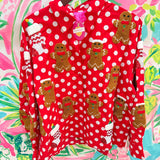 Red & White Polka Dot Gingerbread Man & Stocking Cotton TopQueen of SparklesThe Printed Peach Savannah