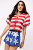 Red & White Stripe Cotton Poof Sleeve Tie Top and Shorts SetHeartland Retail ItemsQueen of SparklesThe Printed Peach Savannah