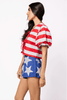 Red & White Stripe Cotton Poof Sleeve Tie Top and Shorts SetHeartland Retail ItemsQueen of SparklesThe Printed Peach Savannah