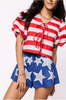 Red & White Stripe Cotton Poof Sleeve Tie Top and Shorts SetHeartland Retail ItemsQueen of SparklesThe Printed Peach Savannah