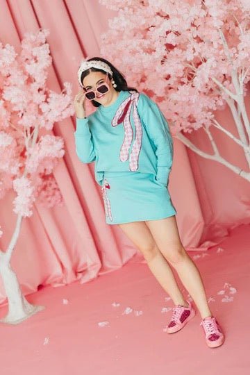 Robin Egg Skirt/Skort with Pink Gingham BowHeartland Retail ItemsBrianna CannonThe Printed Peach Savannah