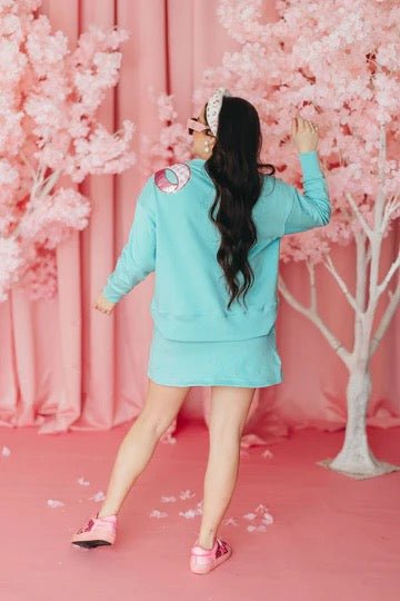 Robin Egg Skirt/Skort with Pink Gingham BowHeartland Retail ItemsBrianna CannonThe Printed Peach Savannah