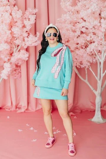 Robin Egg Skirt/Skort with Pink Gingham BowHeartland Retail ItemsBrianna CannonThe Printed Peach Savannah