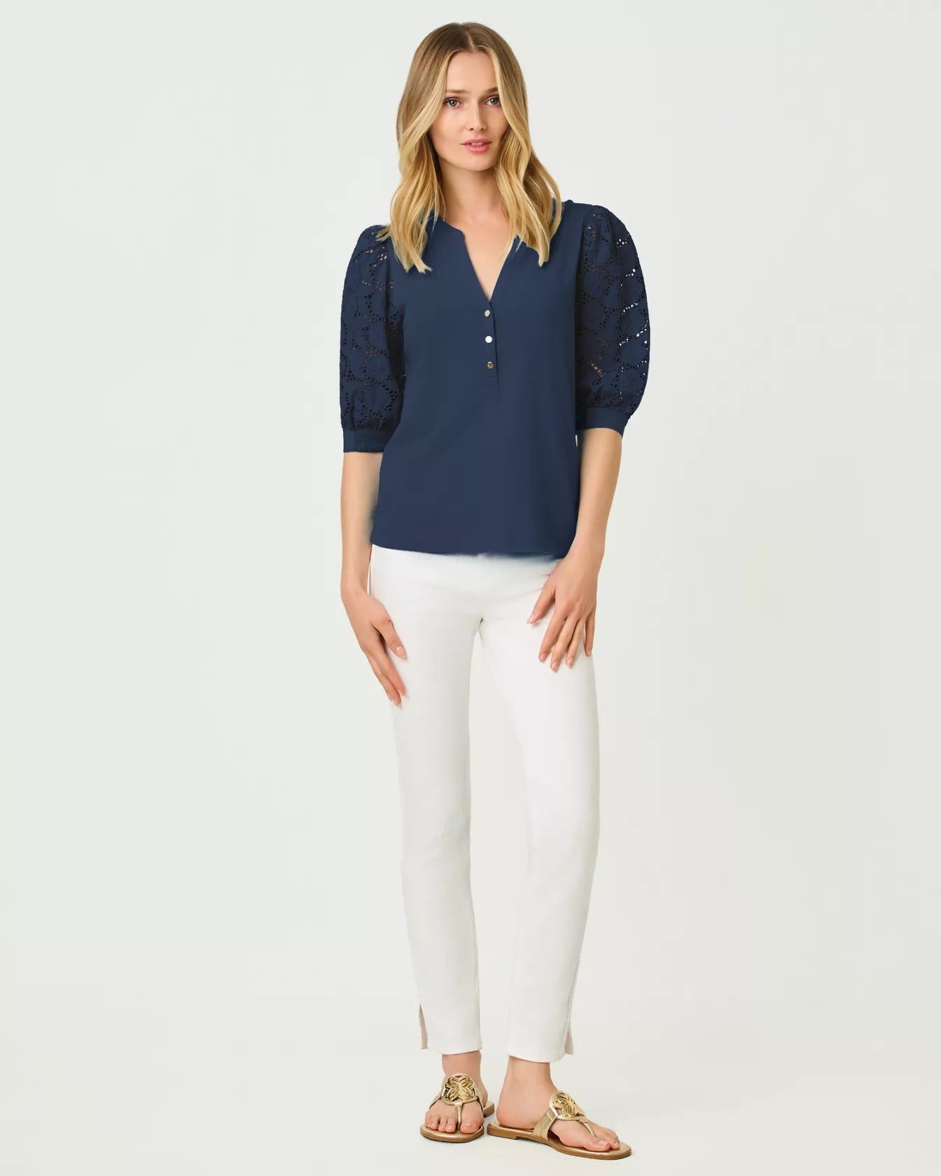 Ronson Eyelet Knit TopLILLY PULITZERThe Printed Peach Savannah