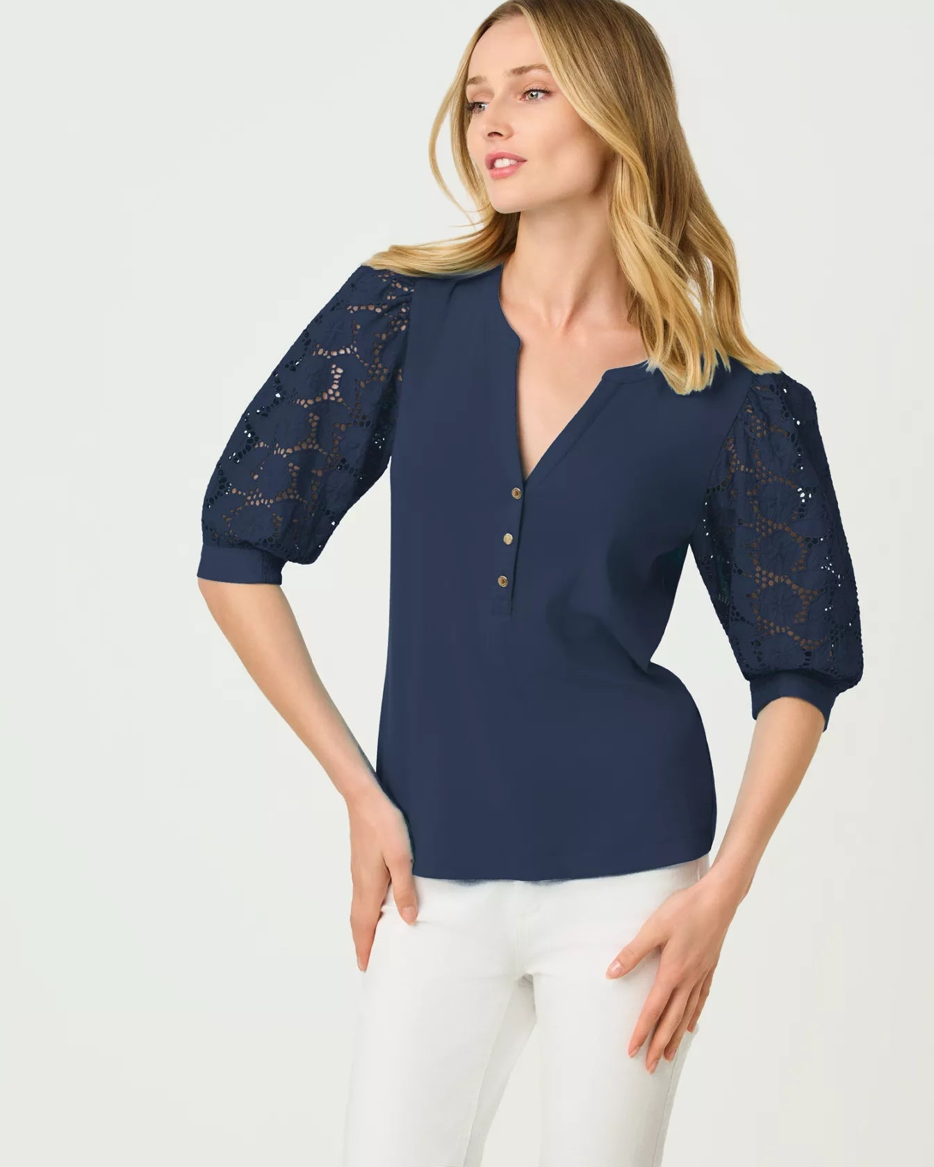 Ronson Eyelet Knit TopLILLY PULITZERThe Printed Peach Savannah