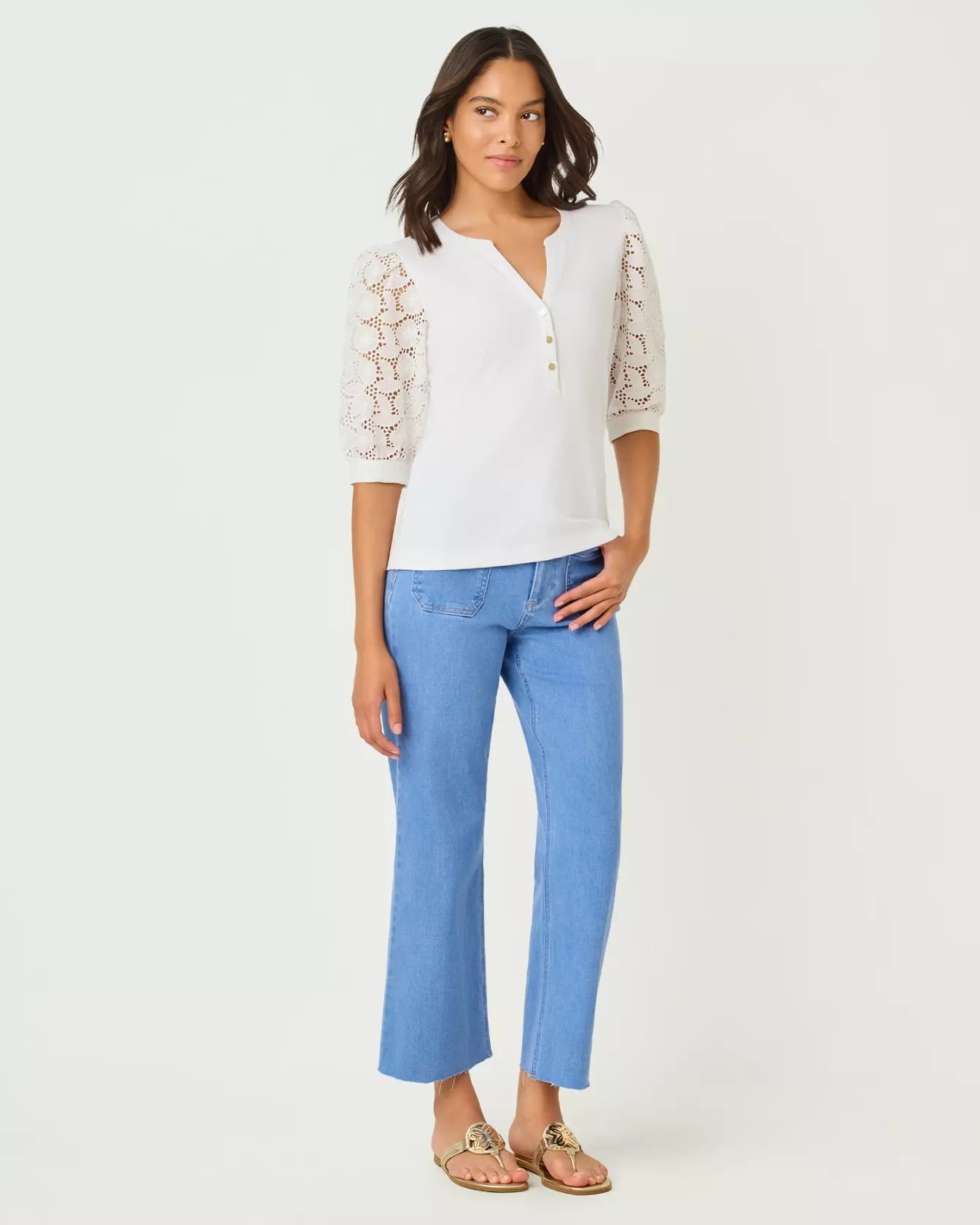 Ronson Eyelet Knit TopLILLY PULITZERThe Printed Peach Savannah