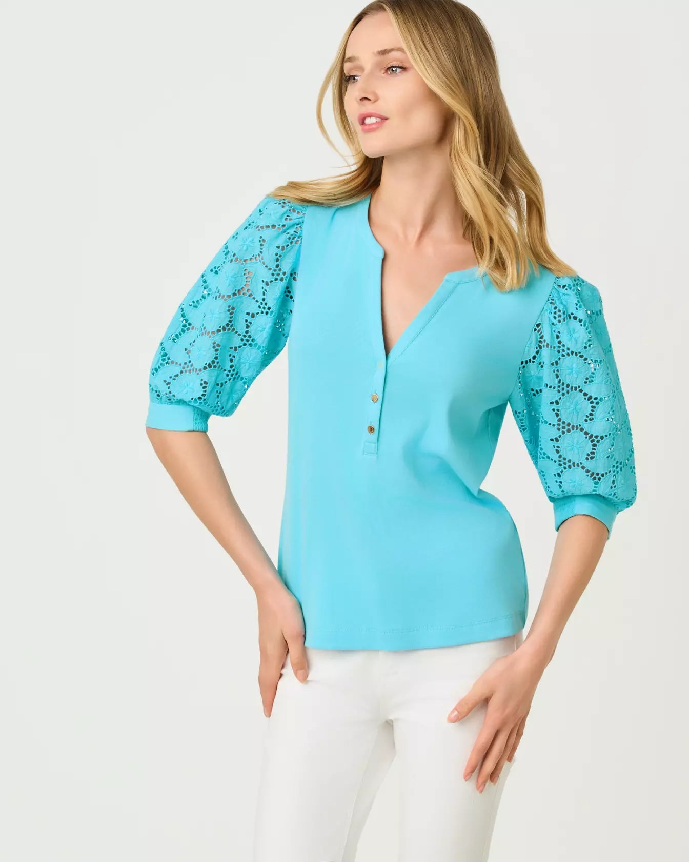 Ronson Eyelet Knit TopLILLY PULITZERThe Printed Peach Savannah