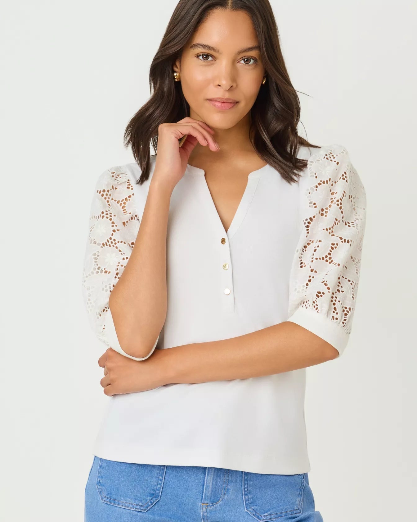 Ronson Eyelet Knit TopLILLY PULITZERThe Printed Peach Savannah