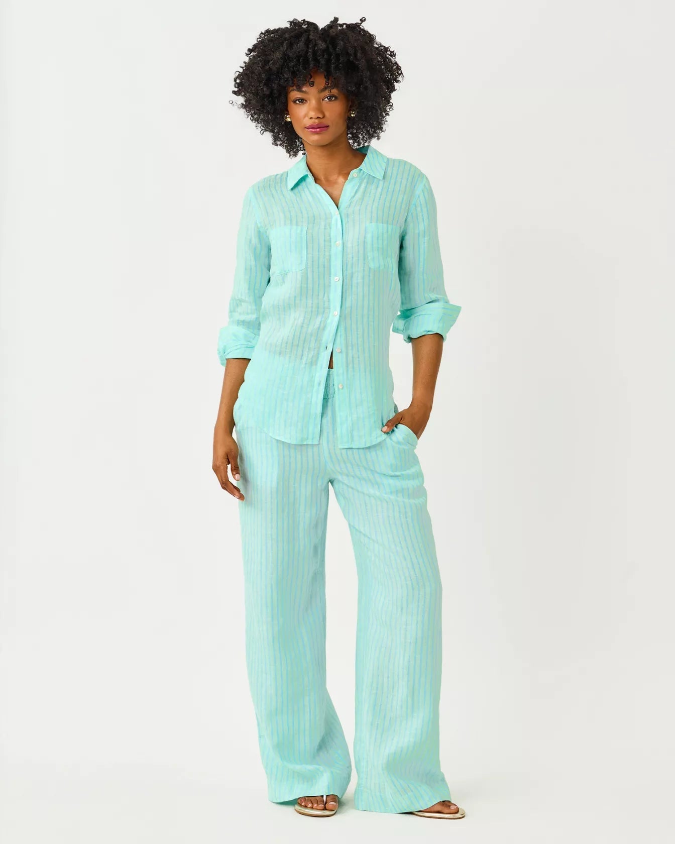 Sea View Button DownWomen - Tops - Tunics & ShirtsLILLY PULITZERThe Printed Peach Savannah