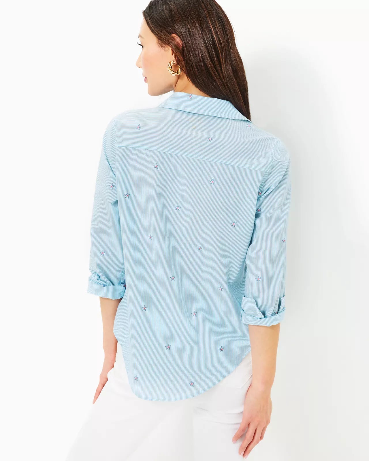 Sea View Button Down TopWomen - Tops - Tunics & ShirtsLILLY PULITZERThe Printed Peach Savannah