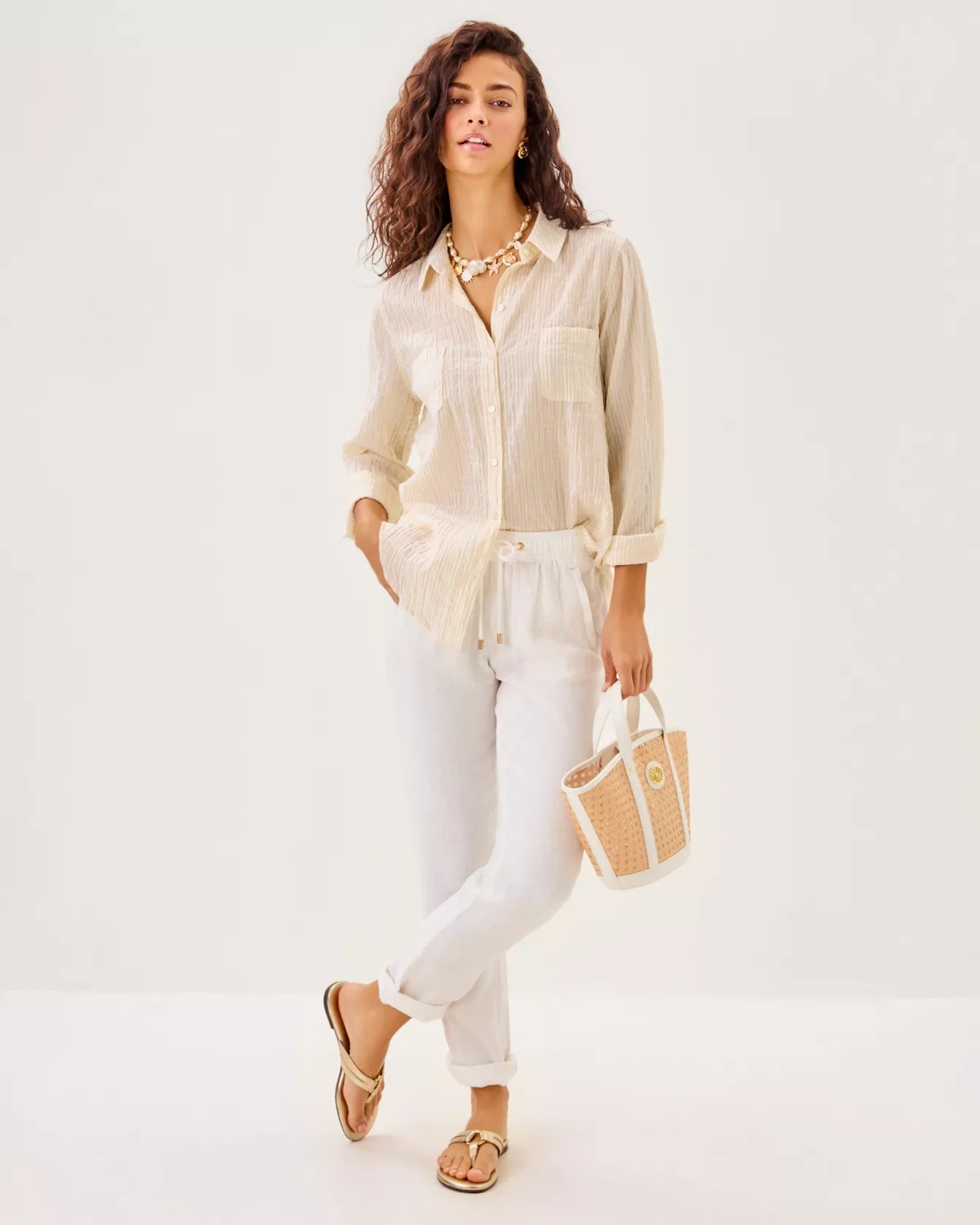 Sea View Button Down TopHeartland Retail ItemsLILLY PULITZERThe Printed Peach Savannah