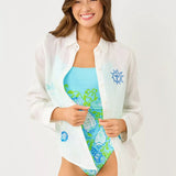 Sea View Linen Button Down ShirtWomen - Tops - Tunics & ShirtsLILLY PULITZERThe Printed Peach Savannah