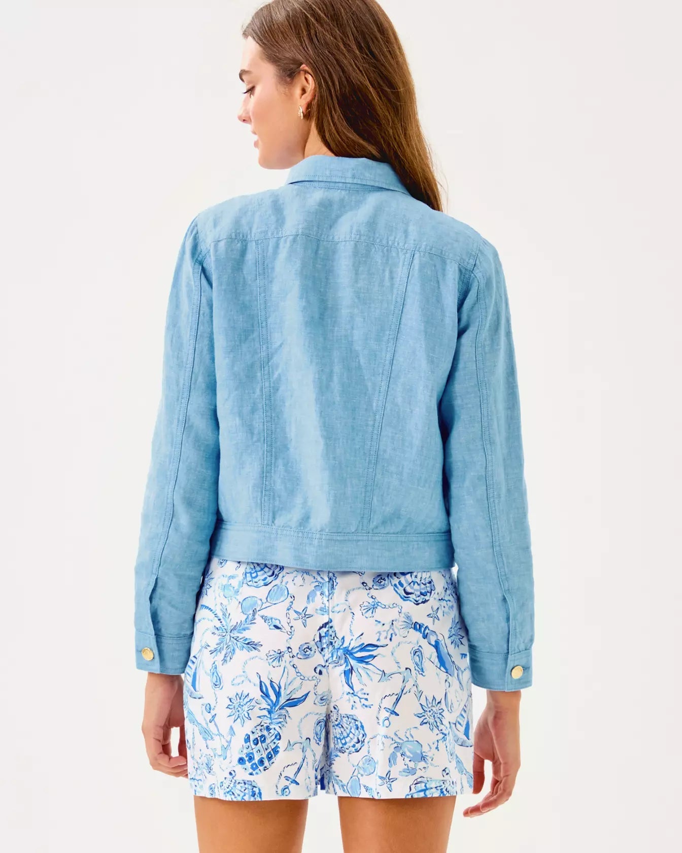 Seaspray Linen JacketWomens - RompersLILLY PULITZERThe Printed Peach Savannah