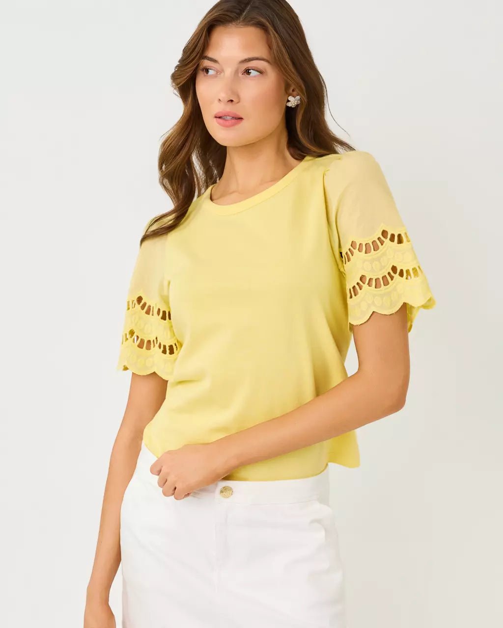 Sebene Eyelet Knit TopWomen - Tops - TeesLILLY PULITZERThe Printed Peach Savannah