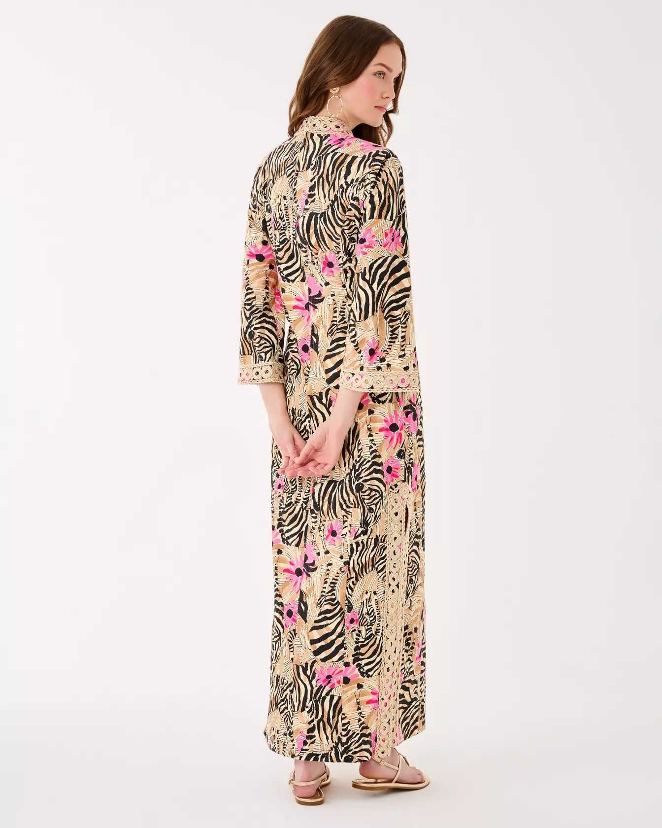 Shealyn 3/4 Sleeve Stretch Cotton Maxi CaftanWomen - Dresses - Fitted DressesLILLY PULITZERThe Printed Peach Savannah