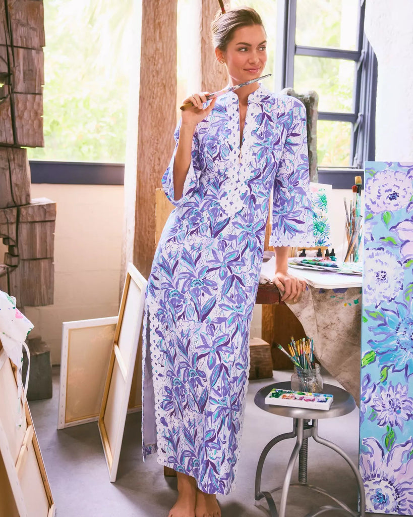 Shealyn 3/4 Sleeve Stretch Cotton Maxi CaftanLILLY PULITZERThe Printed Peach Savannah