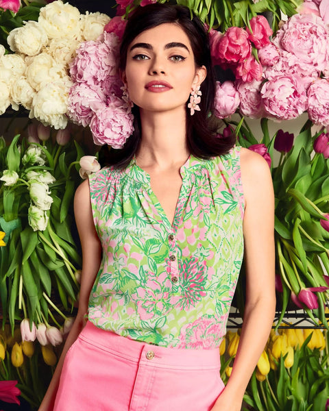 Sleeveless Elsa Silk TopHeartland Retail ItemsLILLY PULITZERThe Printed Peach Savannah
