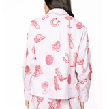 Striped Pink Disco Cowgirl Icon Collared TopWomen - Tops - Tunics & ShirtsQueen of SparklesThe Printed Peach Savannah