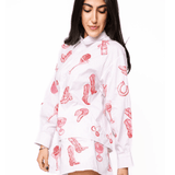 Striped Pink Disco Cowgirl Icon Collared TopWomen - Tops - Tunics & ShirtsQueen of SparklesThe Printed Peach Savannah