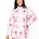Striped Pink Disco Cowgirl Icon Collared TopWomen - Tops - Tunics & ShirtsQueen of SparklesThe Printed Peach Savannah