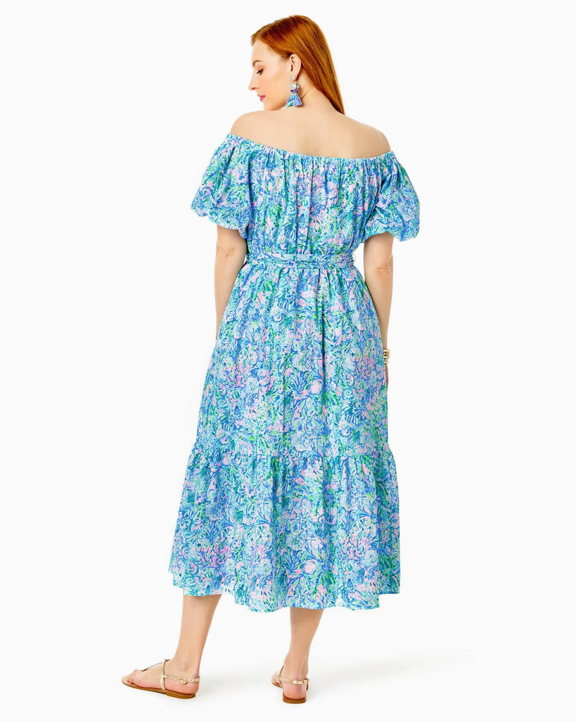 Tamie Off - the - Shoulder Midi DressWomens - Dresses - Fit & FlareLILLY PULITZERThe Printed Peach Savannah