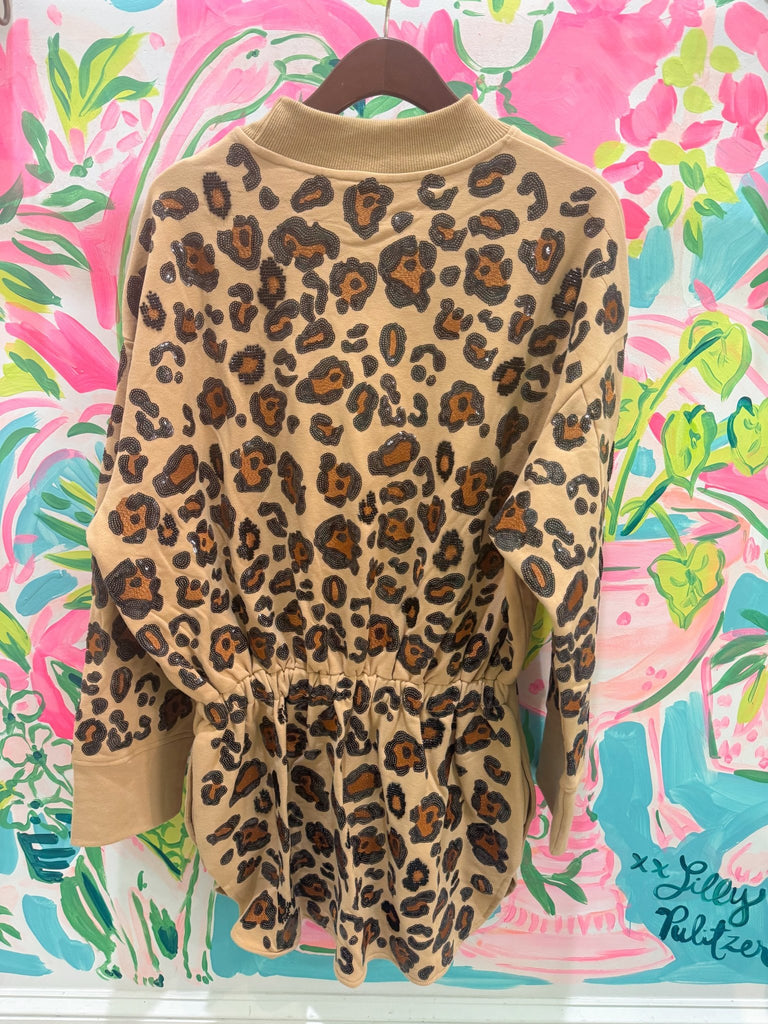 Tan, Brown & Black Leopard Mock Neck DressQueen of SparklesThe Printed Peach Savannah