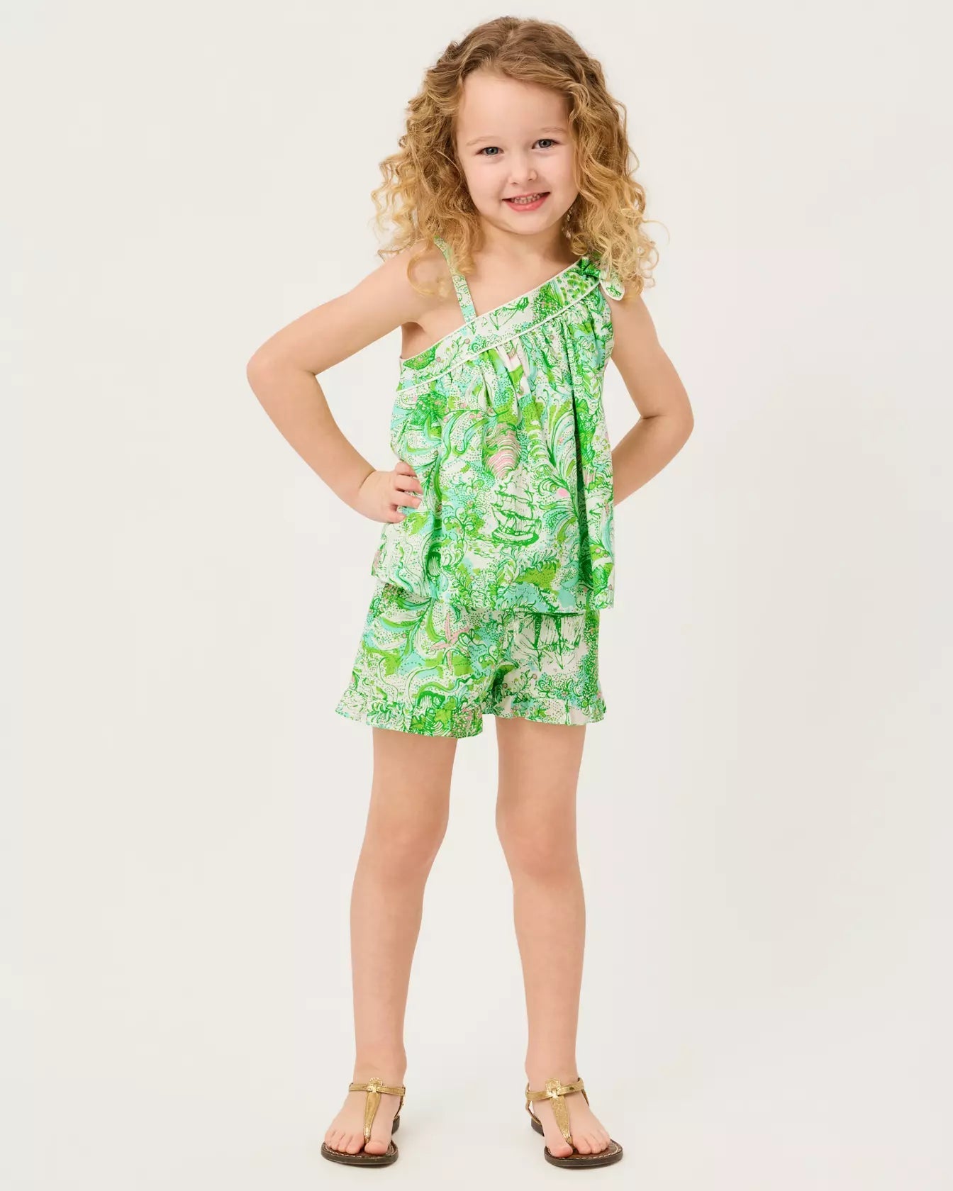 Tessa One Shoulder TopGirls - Tops & Bottom - TopsLILLY PULITZERThe Printed Peach Savannah